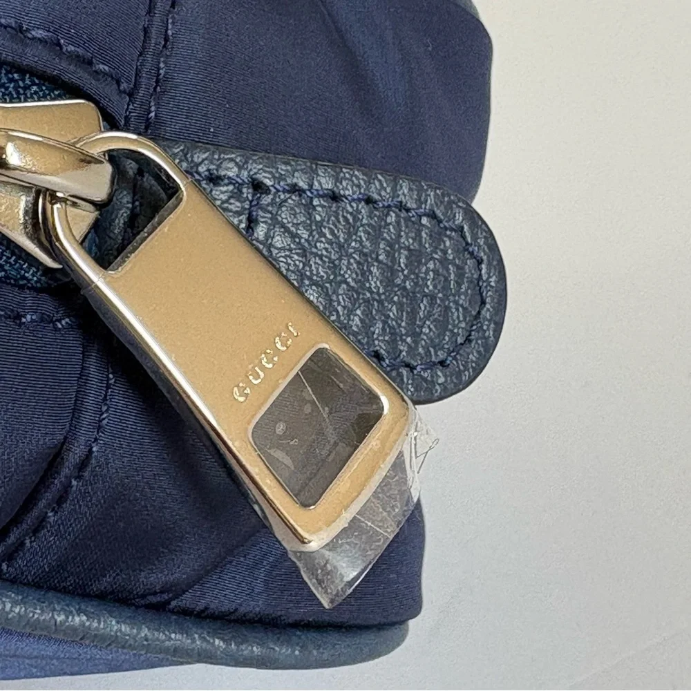 💙 NWT Gucci GG Guccissima Nylon Pouch Navy Blue
